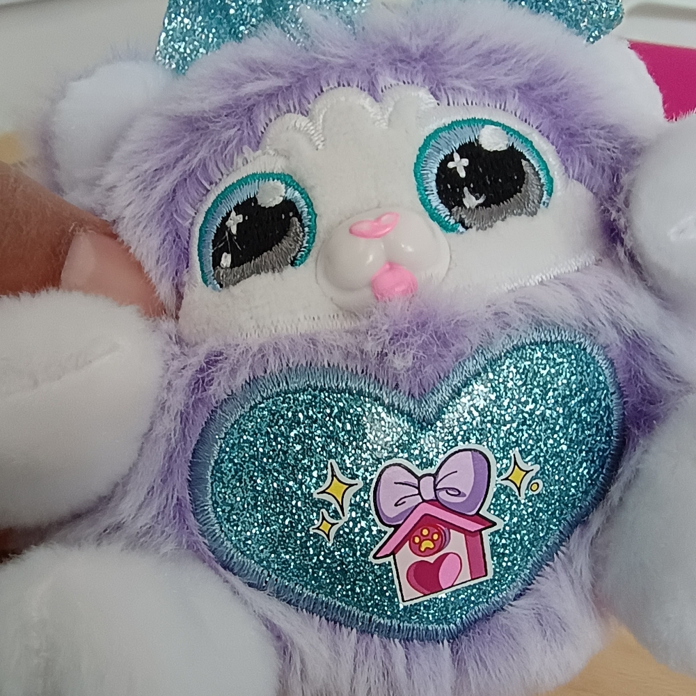 Zuru Rainbocorns Sparkle Heart 4" Kitten plush purple & blue. - Picture 7 of 11